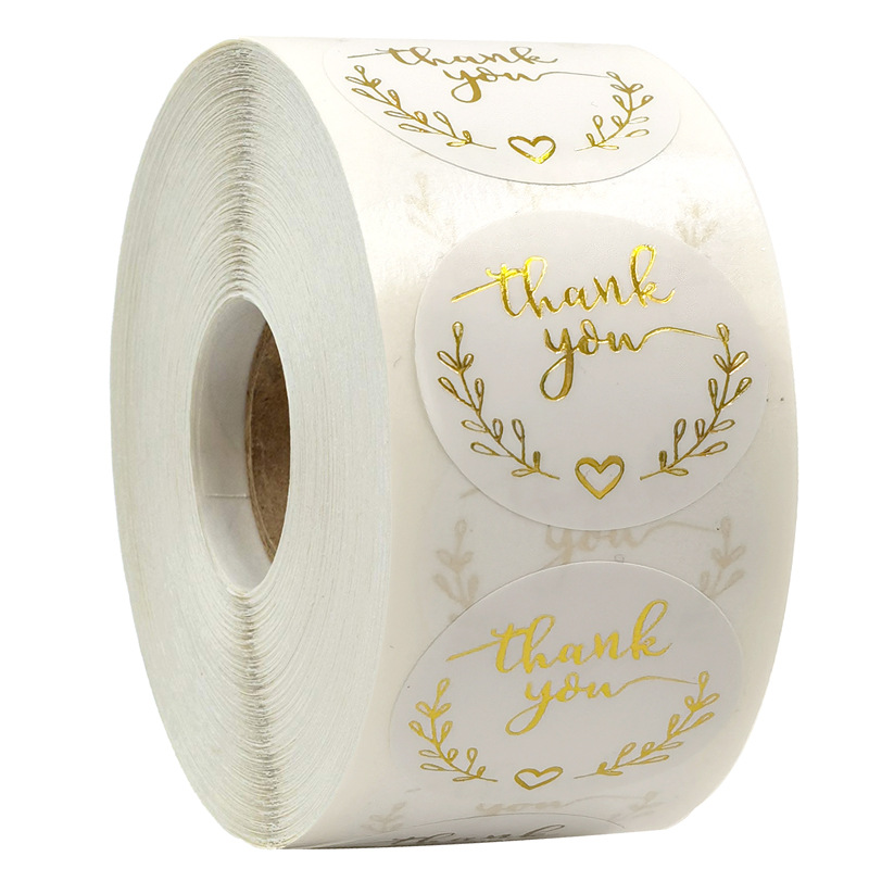 Stationery Supplies Business - 100-500pcs Gold Thank You Stickers for