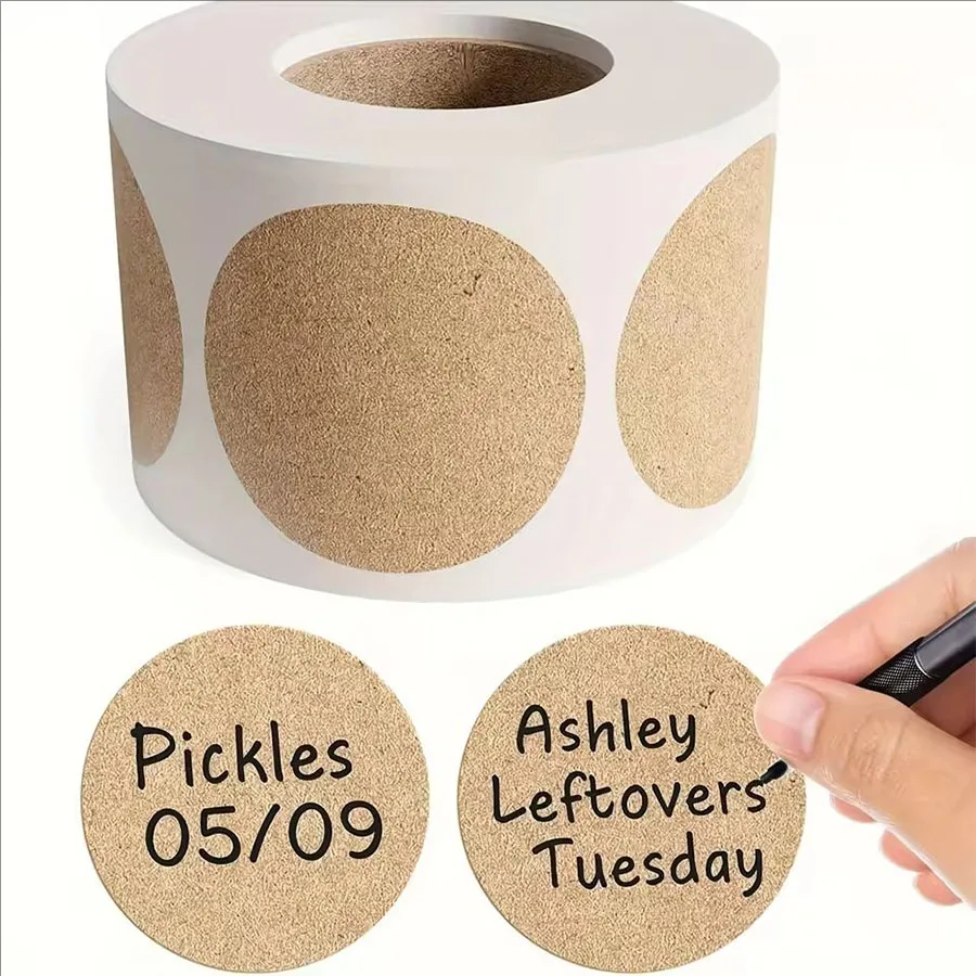 500 Pcs / 1 Roll ，kraft Round  - Sticker Label Roll review and price