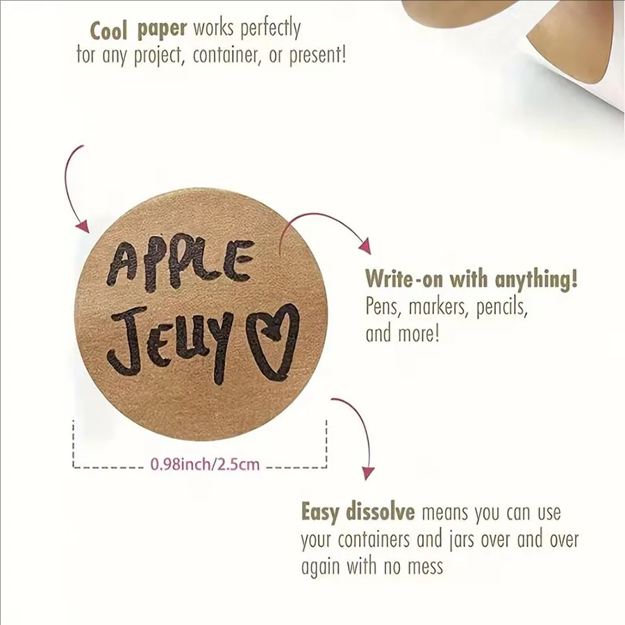 500 Pcs / 1 Roll ，kraft Round  - Sticker Label Roll review and price